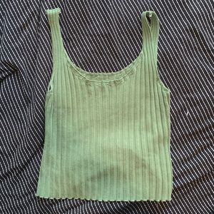 green ribbed tank top